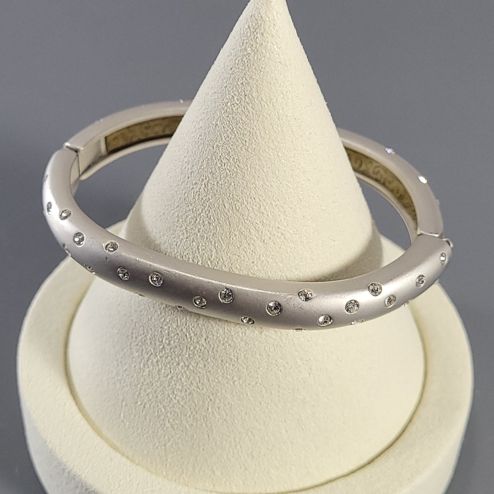 Swarovski Bangle Bracelet‎ Silver Gold Matte Crystal Hinged Oval Jewelry